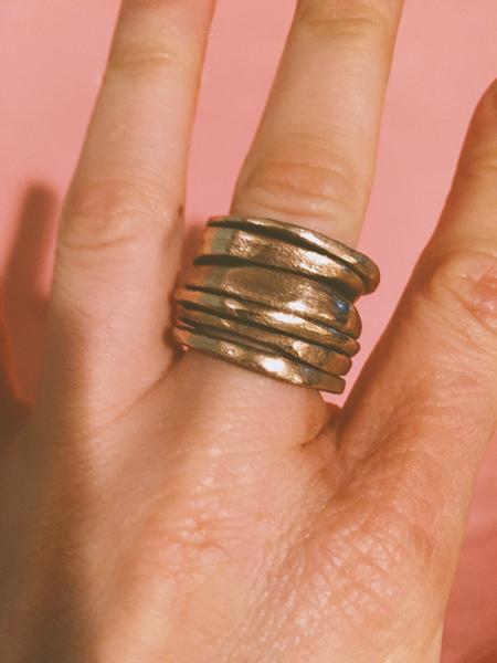 Hand-Sculpted Stacked Bronze or Sterling Silver Rings
